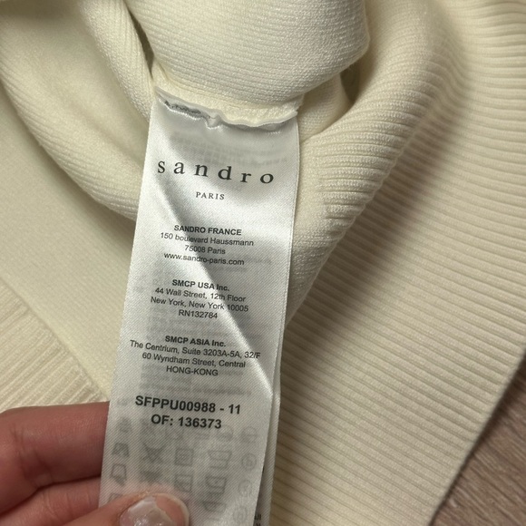 Sandro Cream White Knit Raphael Mock Neck Sweater Top, Size 1 - Picture 12 of 13
